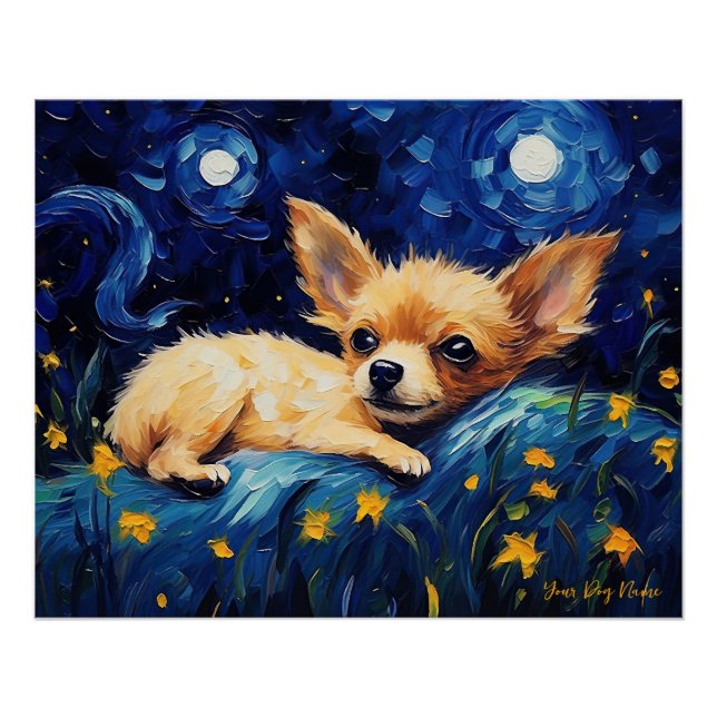 Poster La nuit étoilée - Chihuahua Dog 001 - Qian wan Go (Devant)
