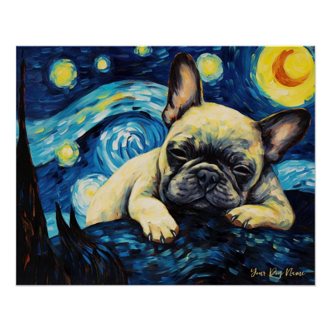 Poster La nuit étoilée - French Bulldog 002 - Qian wan G (Devant)