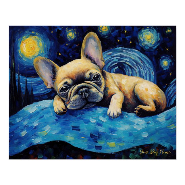 Poster La nuit étoilée - French Bulldog 003 - Qian wan G (Devant)