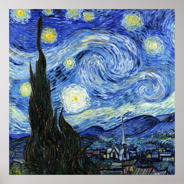Poster La nuit étoilée par Vincent Van Gogh (Devant)