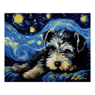 Poster La nuit étoilée - Schnauzer Dog 003 - Qian wan Go
