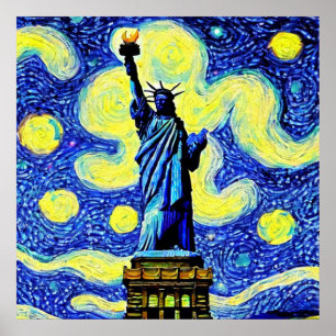 Poster La Nuit Étoilée Statue de la Liberté New York