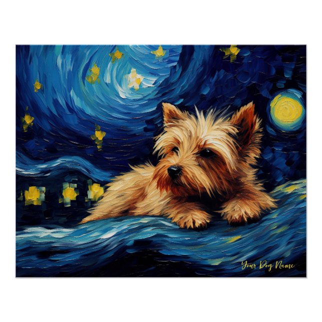 Poster La nuit étoilée - Yorkshire Terrier Dog 001 - Qia (Devant)