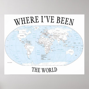 Poster Là où j'ai été dans le monde, carte colorable