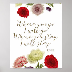 Poster Là où vous allez j'irai art de vers de bible de