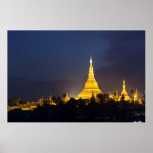 Poster La Pagode De Shwedagon La Nuit