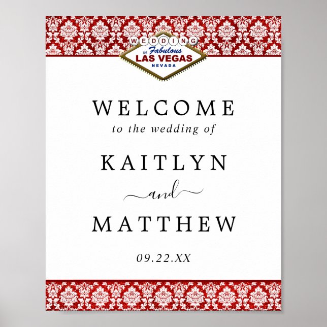 Poster La Parties scintillant Damask Las Vegas Mariage Co (Devant)