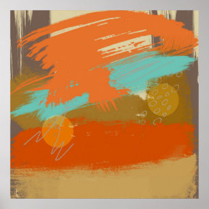 Poster La peinture abstraite d'art de paysage entoure des