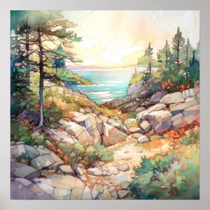 Poster La peinture aquarelle du parc national Acadia