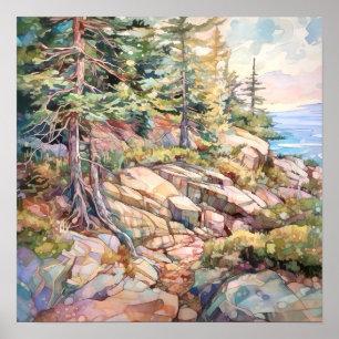 Poster La peinture aquarelle du parc national Acadia