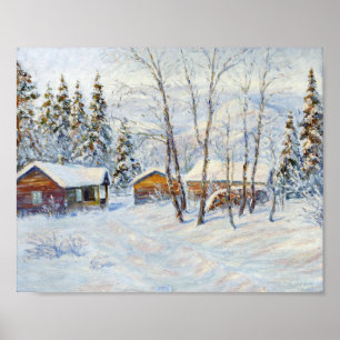 Poster La peinture de Noël de la ferme d'hiver