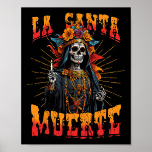 Poster La Père Noël Muerte Crâne à sucre La Catrina Cinco
