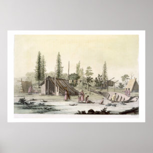 Poster La Perouse à Port Francesci (gravure sur couleur)