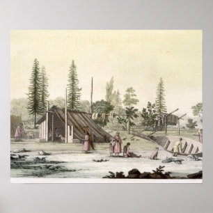 Poster La Perouse à Port Francesci (gravure sur couleur)