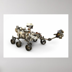 Poster La Persévérance Mars Rover Sur Arrière - plan Blan