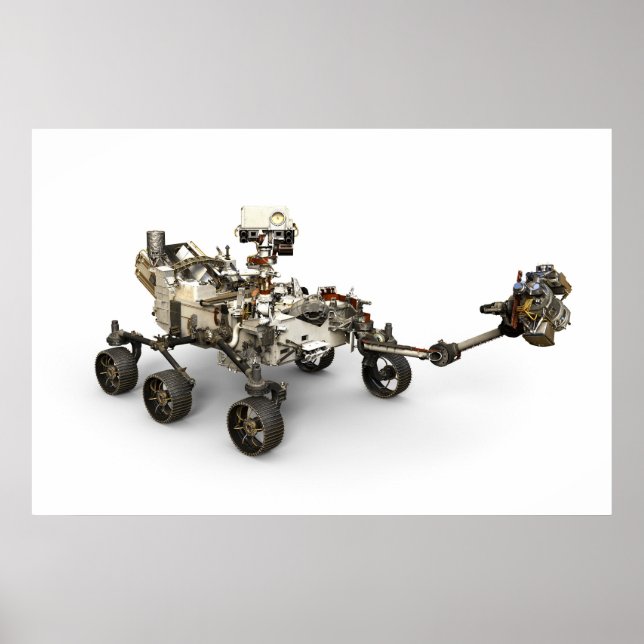 Poster La Persévérance Mars Rover Sur Arrière - plan Blan (Devant)