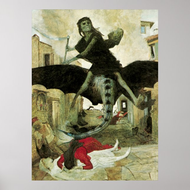 Poster La peste d'Arnold Bocklin, symbolisme Vintage (Devant)