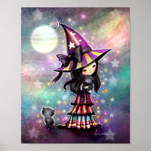 Poster La Petite Amoureuse de Chat Sorcière Mignonne avec