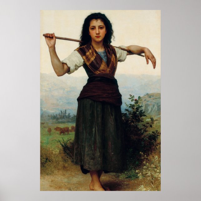 Poster La Petite Bergère de Bouguereau (Devant)