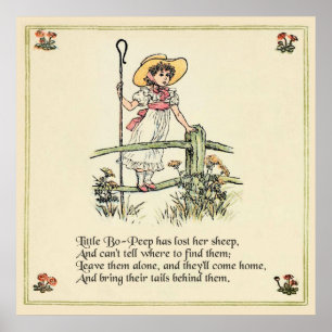 Poster La petite Bo-Peep : Classique Kate Greenaway Nurse