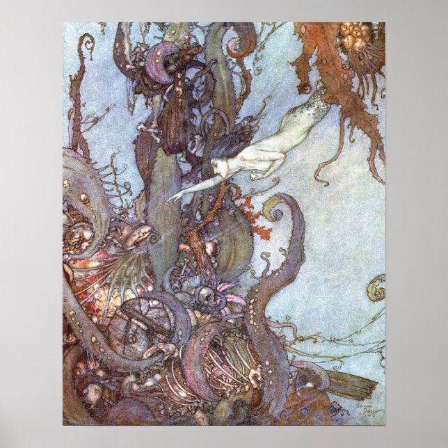 Poster La petite sirène d'Edmund Dulac (Devant)