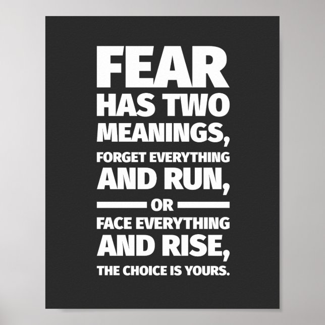 Poster La peur a deux significations Inspirational (Devant)