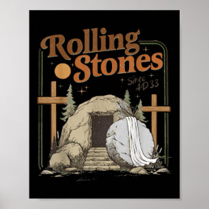 Poster La Pierre A Été Roulée Il Est Vivant Rétro Christ