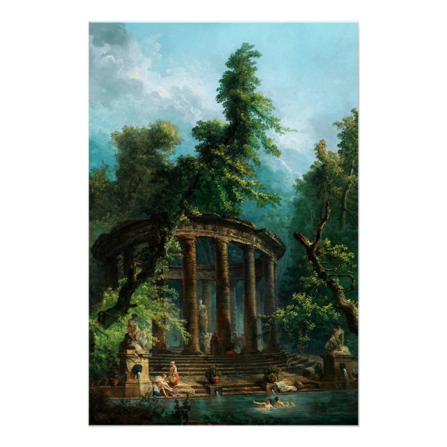 Poster La piscine by Hubert Robert (Devant)