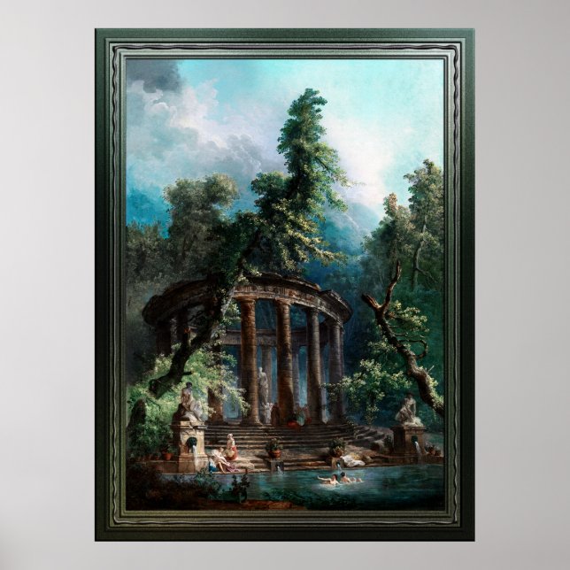 Poster La piscine de baignade par Hubert Robert 2e éditio (Devant)