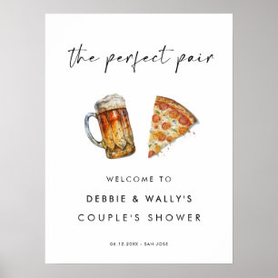Poster La pizza à la paire parfaite et la douche à la biè