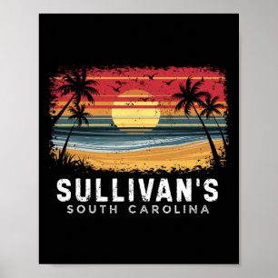Poster La plage de planches de surf de Sullivan en Caroli