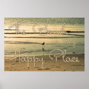 Poster La plage est mon endroit heureux