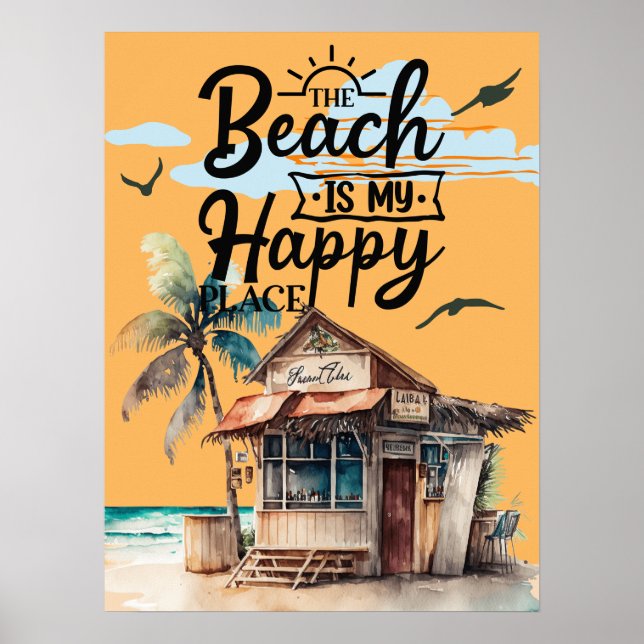 Poster La plage est mon endroit heureux été (Devant)