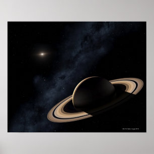 Poster La planète Saturne dans le système solaire, gros p