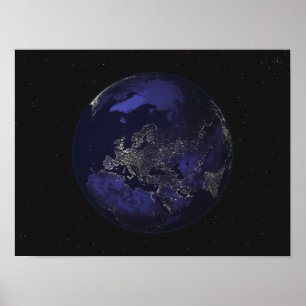 Poster La pleine terre la nuit montrant les lumières 3 de