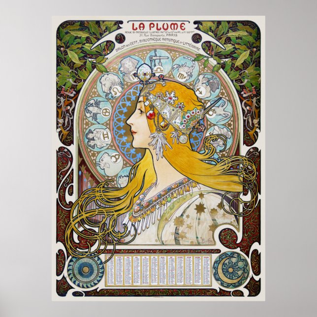 Poster La Plume France Mur Vintage Art Nouveau 1896 (Devant)