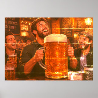 Poster La plus grande bière jamais vue et groupe d'amis s