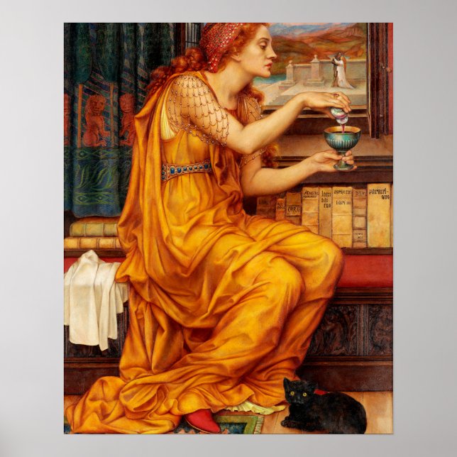 Poster La Potion d'Amour - Peinture Evelyn De Morgan (Devant)