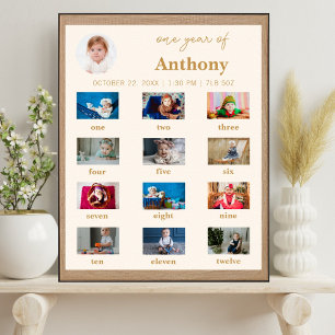 Poster La première année de bébé Photo Milestone d'annive
