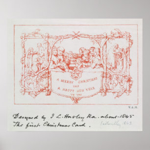 Poster La première carte de Noël, de J.C.Horsley, 1843