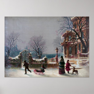 Poster La première scène de Noël de neige