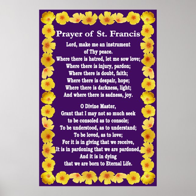 Poster La prière de Saint François avec la frontière des  (Devant)