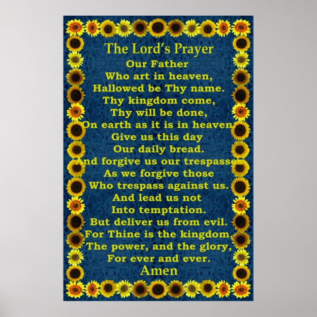 Poster La prière du Seigneur dans un cadre de tournesol (Devant)