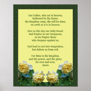 Poster La prière du Seigneur Notre Père Rose