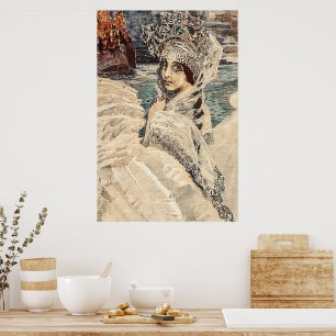 Poster La Princesse cygne, une beauté vintage, peinture d