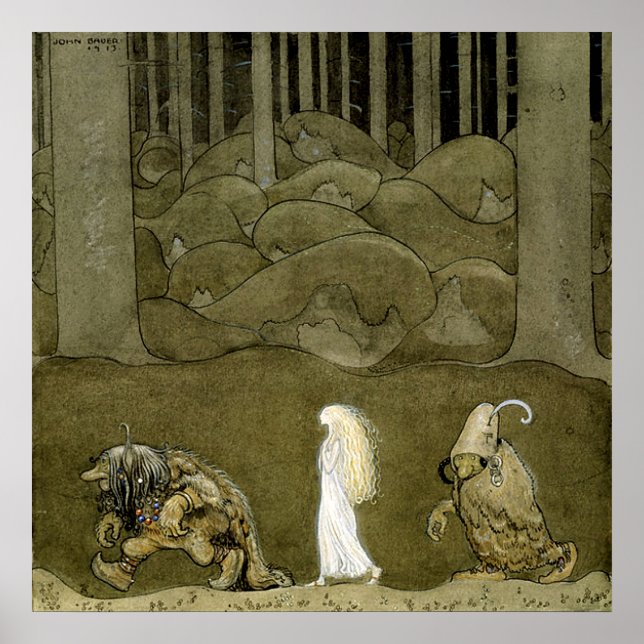 Poster "La princesse et les trolls" aquarelle de John B (Devant)