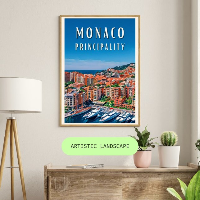 Poster La principauté de Monaco (Monaco : Élégance intemporelle au cœur de la Côte d'Azur.)