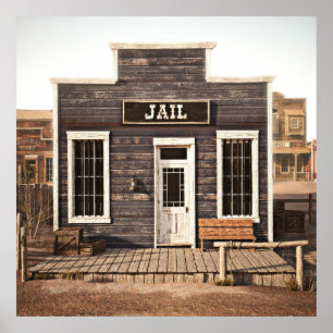 Poster La prison de la ville occidentale rustique. 3d. Pa