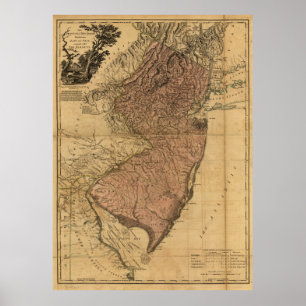 Poster La province de la carte de New Jersey (1777)
