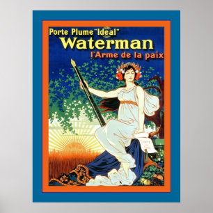 Poster La publicité vintage de ~ de stylo de Waterman de